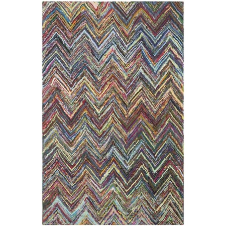 Safavieh Nantucket Hand Tufted Square Rug- Blue - Multi- 4 x 4 ft. NAN141C-4SQ